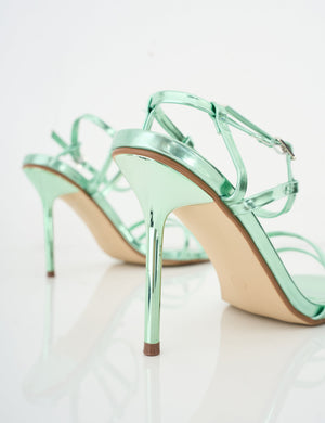 Idealist Mint Metallic Mirror Double Strap Barely There High Heels