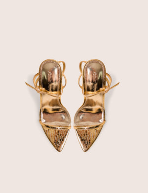Legacy Gold Croc Barely There Pointed Toe Gold Stiletto Heels