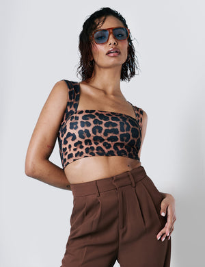 Square Neck Bralet Top Leopard