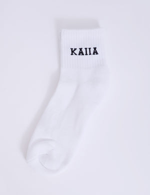 One Pair Kaiia Logo Socks White & Black