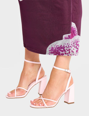 Matilda Baby Pink Pu Strappy Block High Heels