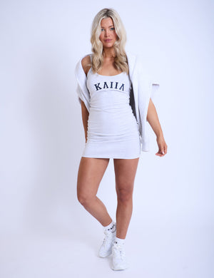 Kaiia Logo Mini Cami Dress Light Grey Marl