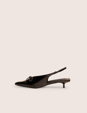 Meadow Black Pu Slingback Low Court Heels