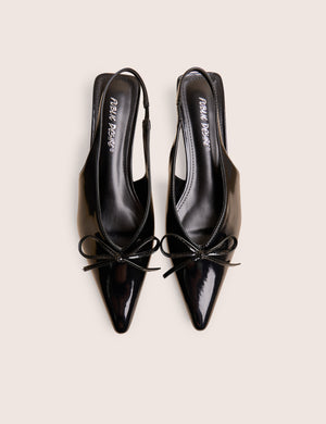 Meadow Black Pu Slingback Low Court Heels