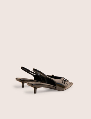 Meadow Black Pu Slingback Low Court Heels