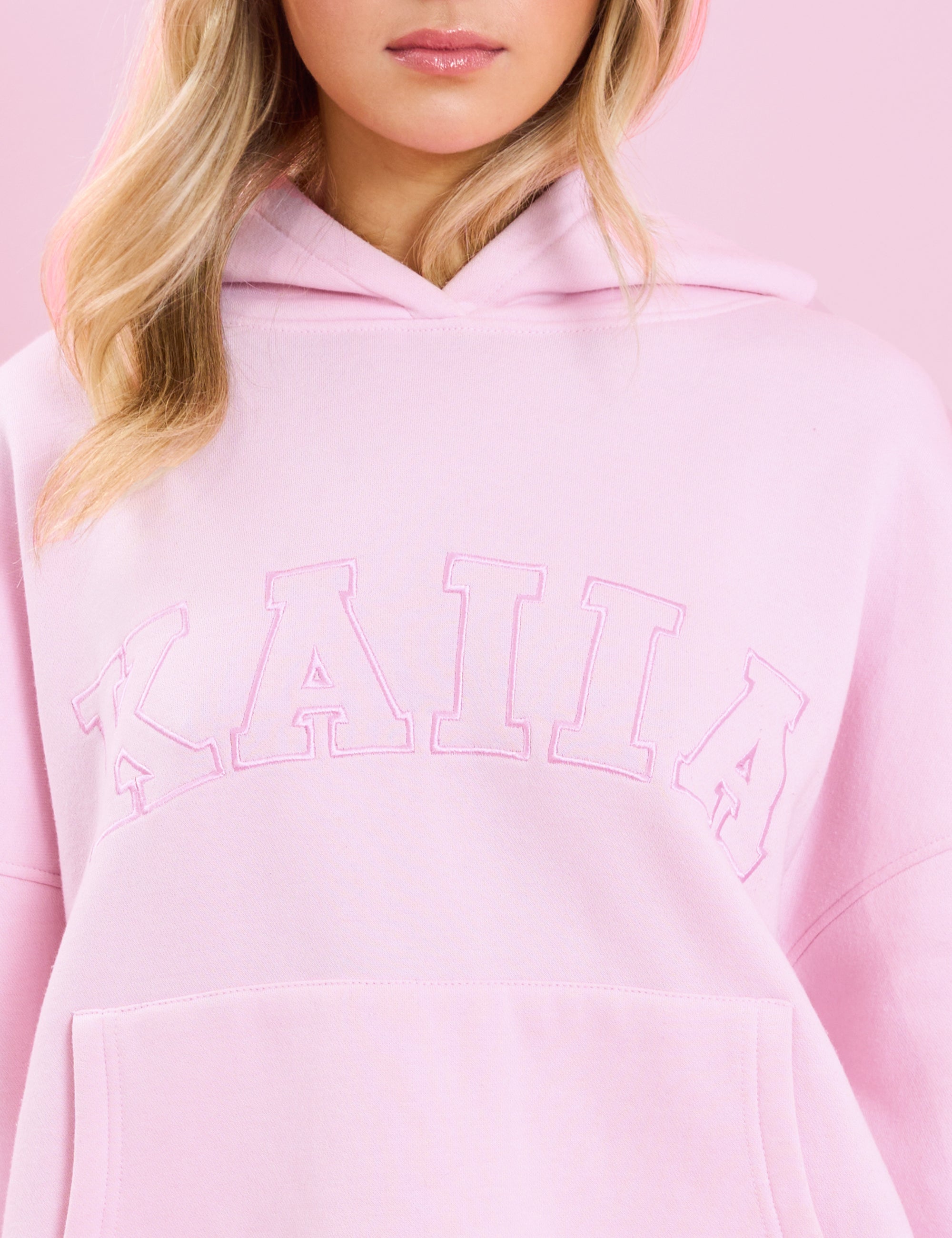 Kaiia Slogan Oversized Hoodie Pink Public Desire