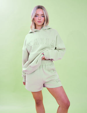 Kaiia Slogan Oversized Hoodie Light Green