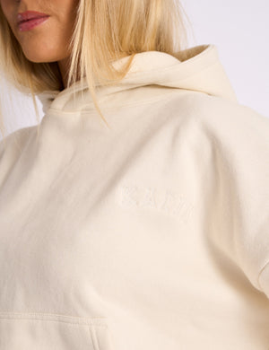 Kaiia Logo Embossed Oversized Hoodie Cream