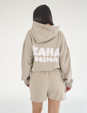 Kaiia Design Bubble Print Oversized Hoodie Stone