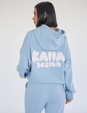 Kaiia Design Bubble Logo Oversized Hoodie Baby Blue