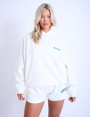 Kaiia Design Bubble Logo Oversized Hoodie Off White & Green