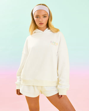 Kaiia Design Bubble Logo Oversized Hoodie Off White & Rainbow