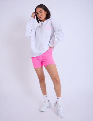 Kaiia Studio Embroidered Bubble Logo Oversized Hoodie Grey Marl & Pink