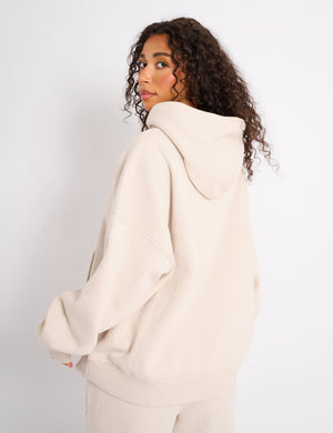 Kaiia Slogan Oversized Hoodie Cream