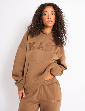 Kaiia Slogan Oversized Hoodie Gingerbread