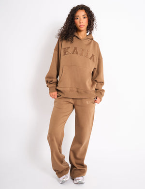 Kaiia Slogan Oversized Hoodie Gingerbread