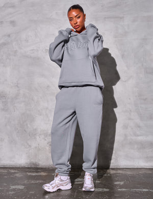 Kaiia Slogan Oversized Hoodie Dove Grey