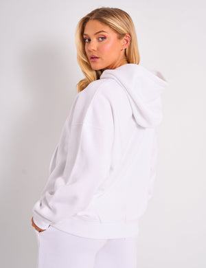 Kaiia Bow Embroidered Oversized Hoodie White & Pink