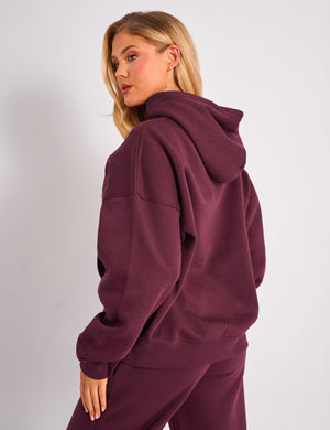 Kaiia Slogan Oversized Hoodie Plum