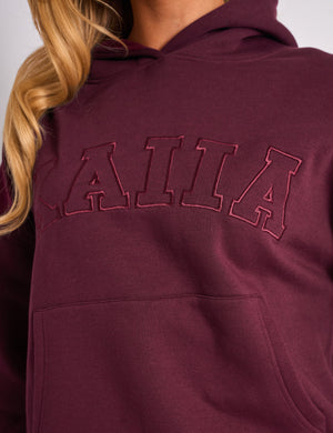 Kaiia Slogan Oversized Hoodie Plum