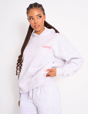 Kaiia Star Ombre Graphic Oversized Hoodie Grey Marl