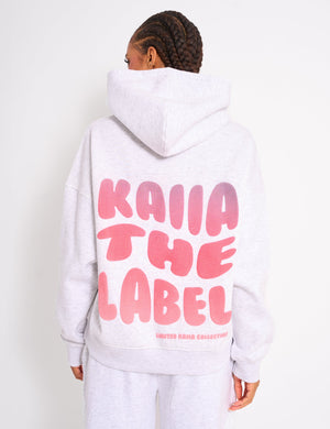 Kaiia Star Ombre Graphic Oversized Hoodie Grey Marl