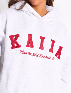 Kaiia Sport Oversized Hoodie Grey Marl & Red