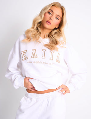 Kaiia Sport Oversized Hoodie White & Sand