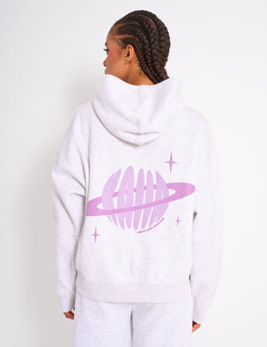 Kaiia Star Graphic Oversized Hoodie Grey Marl