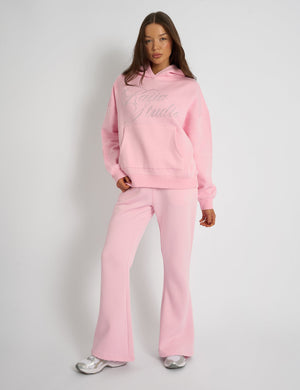 Kaiia Studio Diamante Embellished Oversized Hoodie Baby Pink