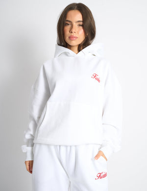 Kaiia Snowflake Logo Oversized Hoodie White & Red
