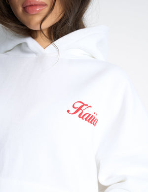 Kaiia Snowflake Logo Oversized Hoodie White & Red