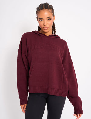 Kaiia Studio Knitted Hoodie Burgundy