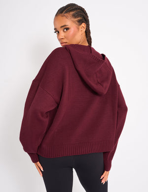 Kaiia Studio Knitted Hoodie Burgundy