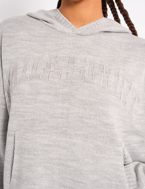 Kaiia Sport Knitted Hoodie Soft Grey