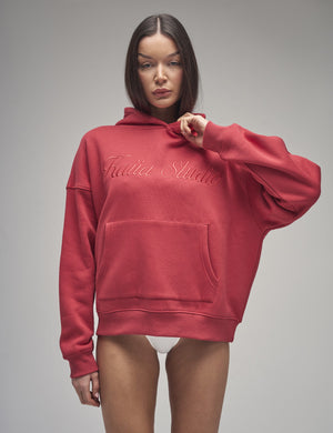 Kaiia Studio Script Logo Oversized Hoodie Red