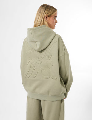 Kaiia Logo Embossed Oversized Hoodie Light Sage