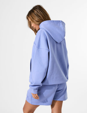 Kaiia Embossed Logo Oversized Hoodie Cornflower Blue