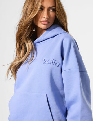 Kaiia Embossed Logo Oversized Hoodie Cornflower Blue