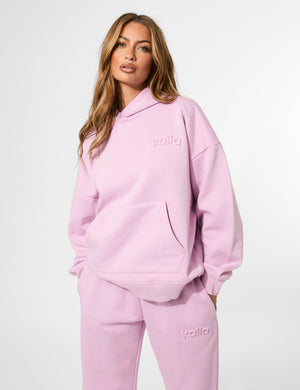 Kaiia Embossed Logo Oversized Hoodie Parma Violet