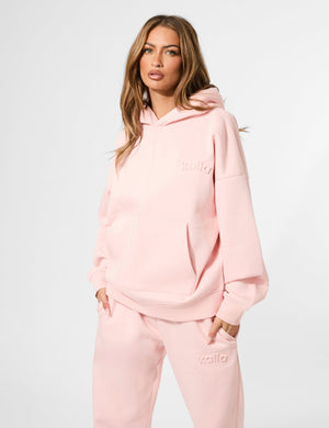 Kaiia Embossed Logo Oversized Hoodie Sugar Pink