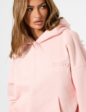Kaiia Embossed Logo Oversized Hoodie Sugar Pink