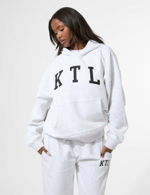 Kaiia KTL Logo Oversized Hoodie Light Grey Marl