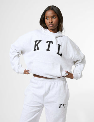 Kaiia KTL Logo Oversized Hoodie Light Grey Marl