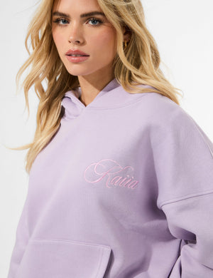 Kaiia Studio Script Logo Oversized Hoodie Lilac