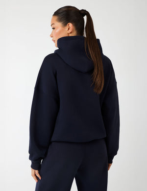 Kaiia Slogan Oversized Hoodie Navy & Light Grey Marl