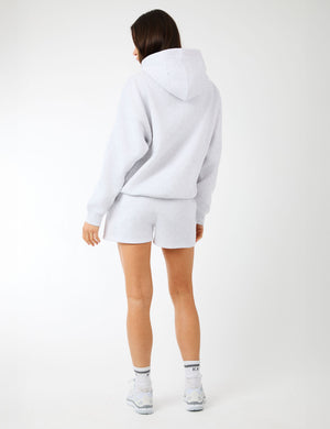 Kaiia Slogan Oversized Hoodie Light Grey Marl & Dusty Pink