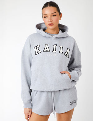 Kaiia Sport Oversized Hoodie Grey Marl & White