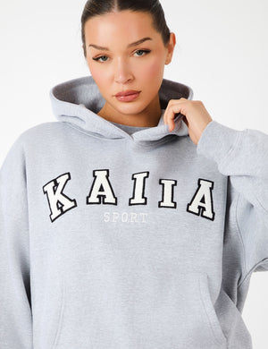 Kaiia Sport Oversized Hoodie Grey Marl & White