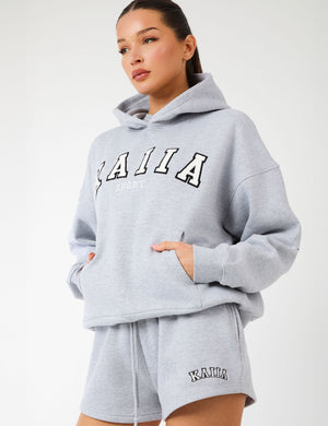 Kaiia Sport Oversized Hoodie Grey Marl & White